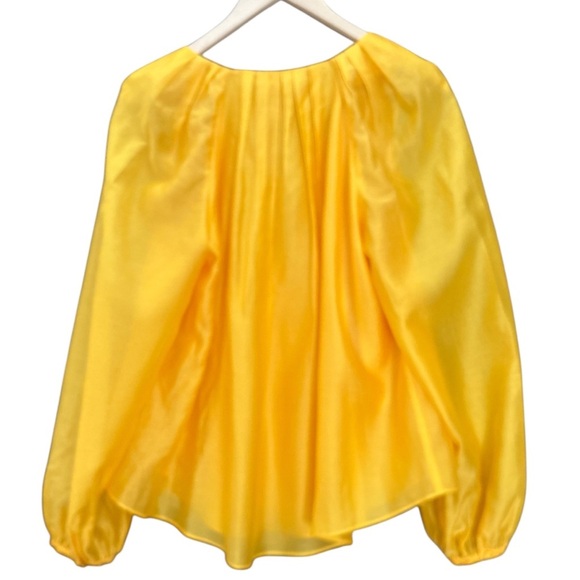 ANTONIO MELANI NWT Size M Yellow Relaxed Fit Balloon Sleeves Dressy Blouse - Picture 3 of 12